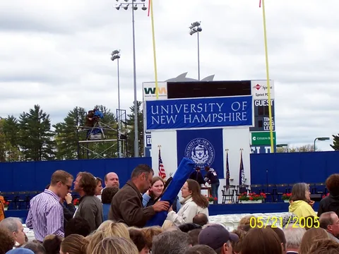 A closeup of the podium area before the ceremony began. 