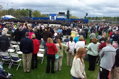Doctoral students were called by name, while other degrees were awarded silently at the same time. 
