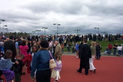 Graduates, parents, and families filed out of the stadium after the ceremony ended.  Joe estimated that about 7,000 were in attendance. 