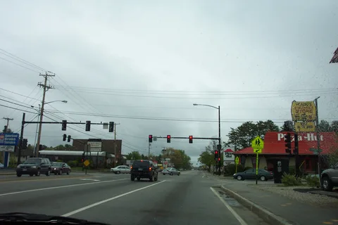 More of downtown Concord, as the car approached the movie theatre where "Star Wars: Revenge of the Sith" was playing. 