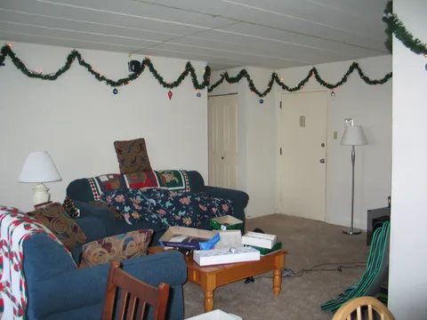 Here, the family cleaned the apartment before leaving for the holidays. 