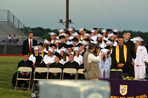 The conferral of degrees began on the left of each section and proceeded up and then down to the right, leaving Chris for last.