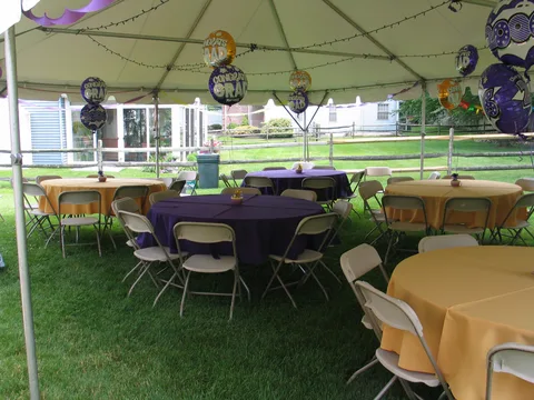 Sarah put up some beautiful decorations in the form of balloons, while Chris hung Christmas lights for illumination at night.