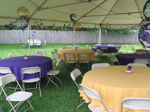 The tent, tables, and chairs, were all rented specifically for the party.