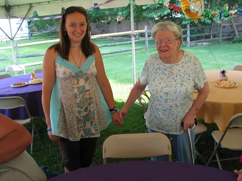 Sarah holds Jean Muzyka's hand here shortly before everyone else arrived.