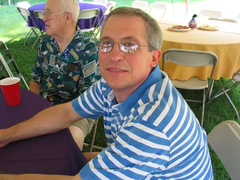 Henry Sokolowski chats with his father.