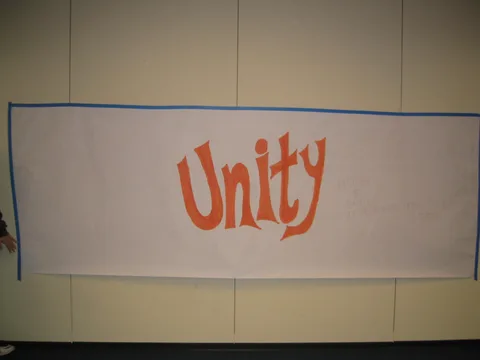 Unity was, of course, the main focus of Unity Week, and this banner allowed students to express views of it.