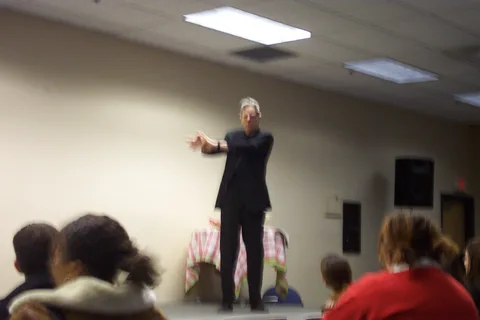 Dan performed many unusual gestures to the amusement of the audience.