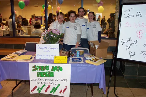 The members of A Place to Talk worked a registration table outside Room 108 Lares.