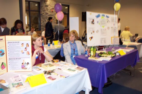 A view of the tables at the fair.