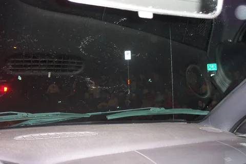 Steve Sokolowski took over the driving on College Avenue, and this is the view from inside the car. 