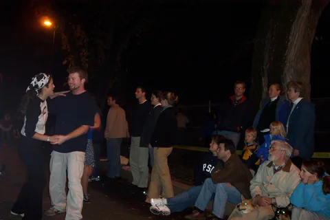 The dancing continued along Burrowes Road. 