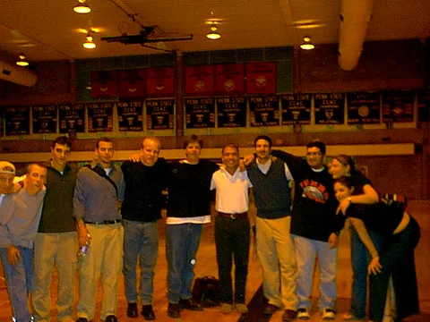 A group of friends posed with Jim.  From left to right: Dane Zdunowski, Steve Sokolowski, Soroosh Hashemi, Chris Brown, Jim's Assistant, Jim Breuer, José Rodriguez, Drew Lavenberg, Ninad Pendharkar, Bridget Daly, Ashley Martin. 