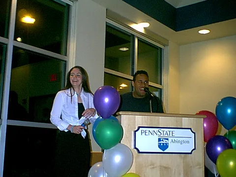 Ashley Martin can't stop laughing as she is inaugurated as Treasurer by Luis Ruiz-Alomar.