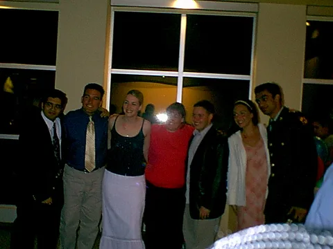 The 2001-2002 Lares Union Board. From left to right: Ninad Pendharkar, Jason Bozzone, Kristina Amodei, Danielle DeNato, Marc Freilich, Jackie Egitto, and Jayneel Patel.