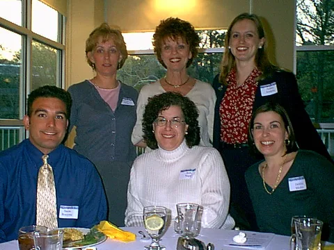 The Student Affairs staff of 106 Sutherland certainly enjoyed the evening. From left to right: (top) Marcia Delia, Carol Debunda, and Ashley Anthony, (bottom) Jason Bozonne, Beth Segal, and Debbie Meditz.