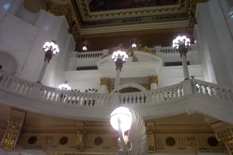 An earlier picture, taken looking up at the second floor balcony, from which the previous picture was taken.