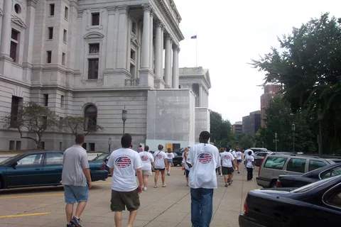 Students from all twenty Penn State locations walked toward the building.