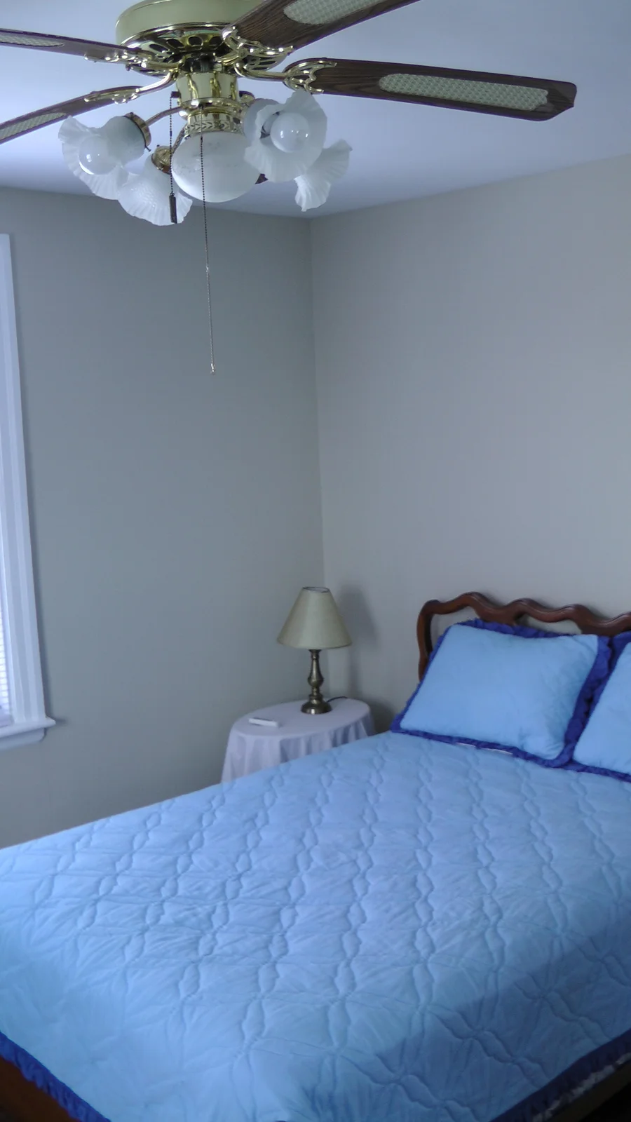 One possible placement of a bed in the master bedroom.  The bed itself is not included in the price of the property.