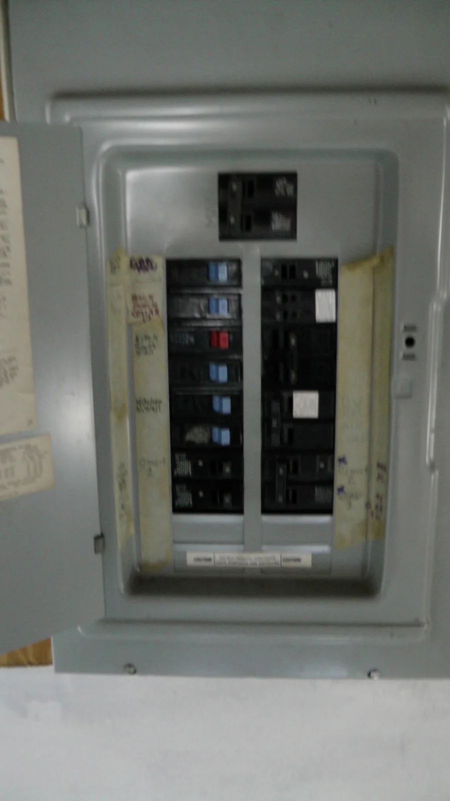 A view of the house's circuit box.