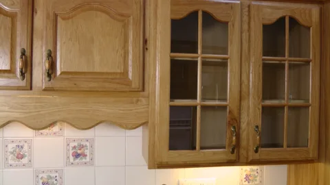 The finished oak cabinets add allure to the kitchen.