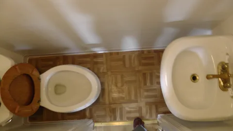 An overhead view of the powder room.