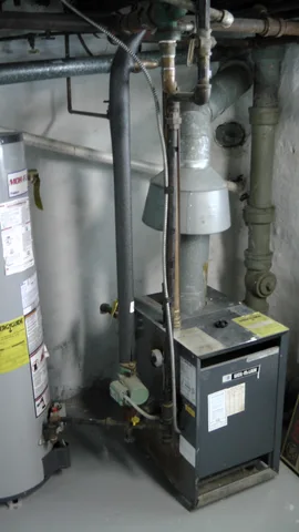 A closeup of the gas heating system.
